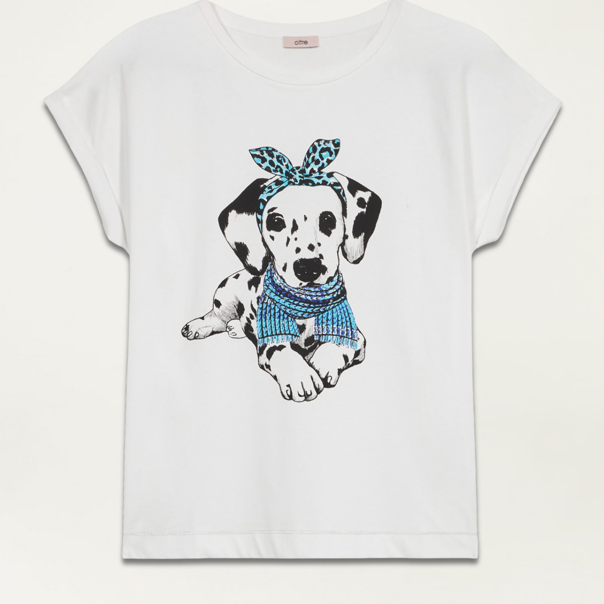 Oltre - Camiseta con estampado y aplicaciones - Blanco