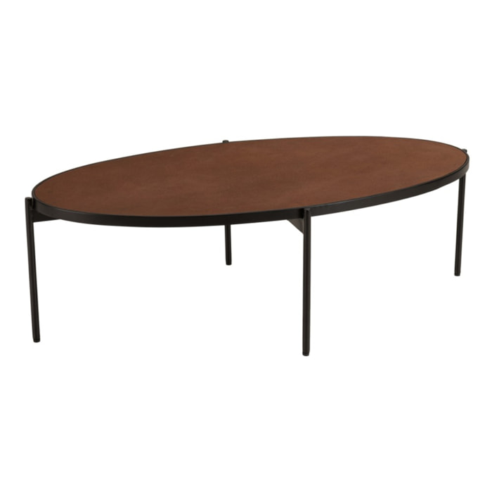 BASILE - Table basse ovale 131x65cm couleur rouille effet pierre