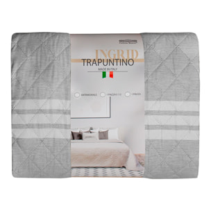 TRAPUNTINO MATRIMONIALE DIS.INGRID 3 STRIPES GRIGIO MADE IN ITALY MEZZA STAGIONE