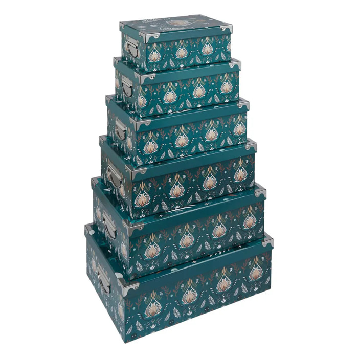 6 boîtes de rangements "Box'" bleu 48x33,5cm