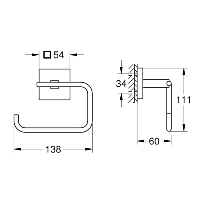 GROHE QuickFix - Start Cube - Dérouleur de papier mural - Finition Chromée 40978000 (à visser ou à coller)