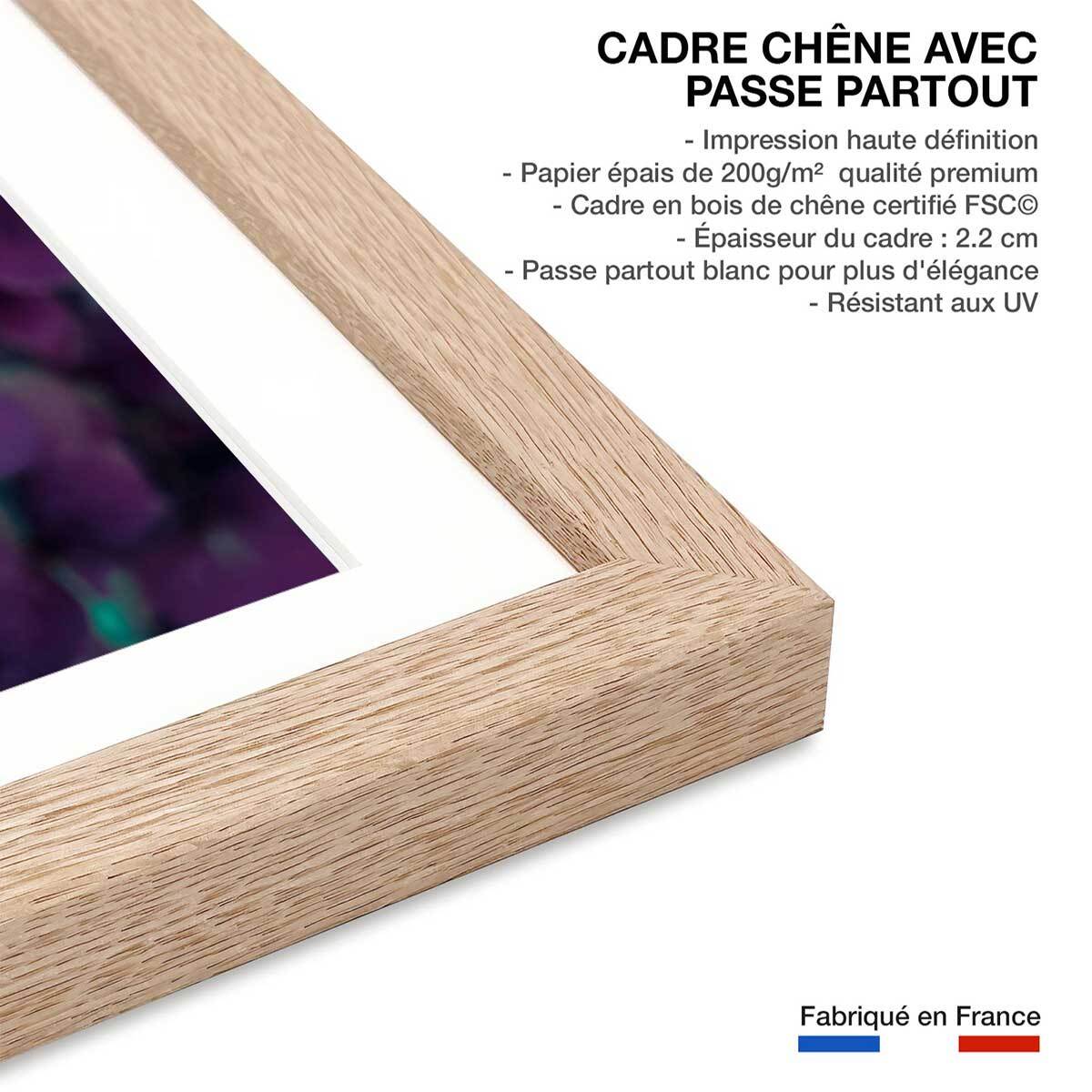 Affiche fleurs de lilas au printemps Affiche + cadre en bois - Chêne