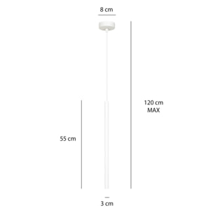 Lampada a sospensione Selter in acciaio bianco opaco
