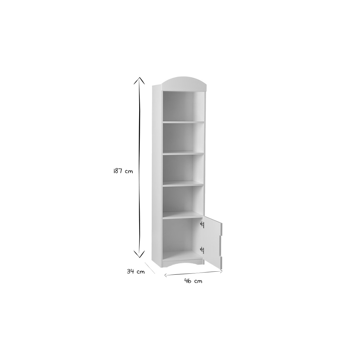 Bibliothèque blanche 1 porte 3 étagères L46 cm ANTONIN