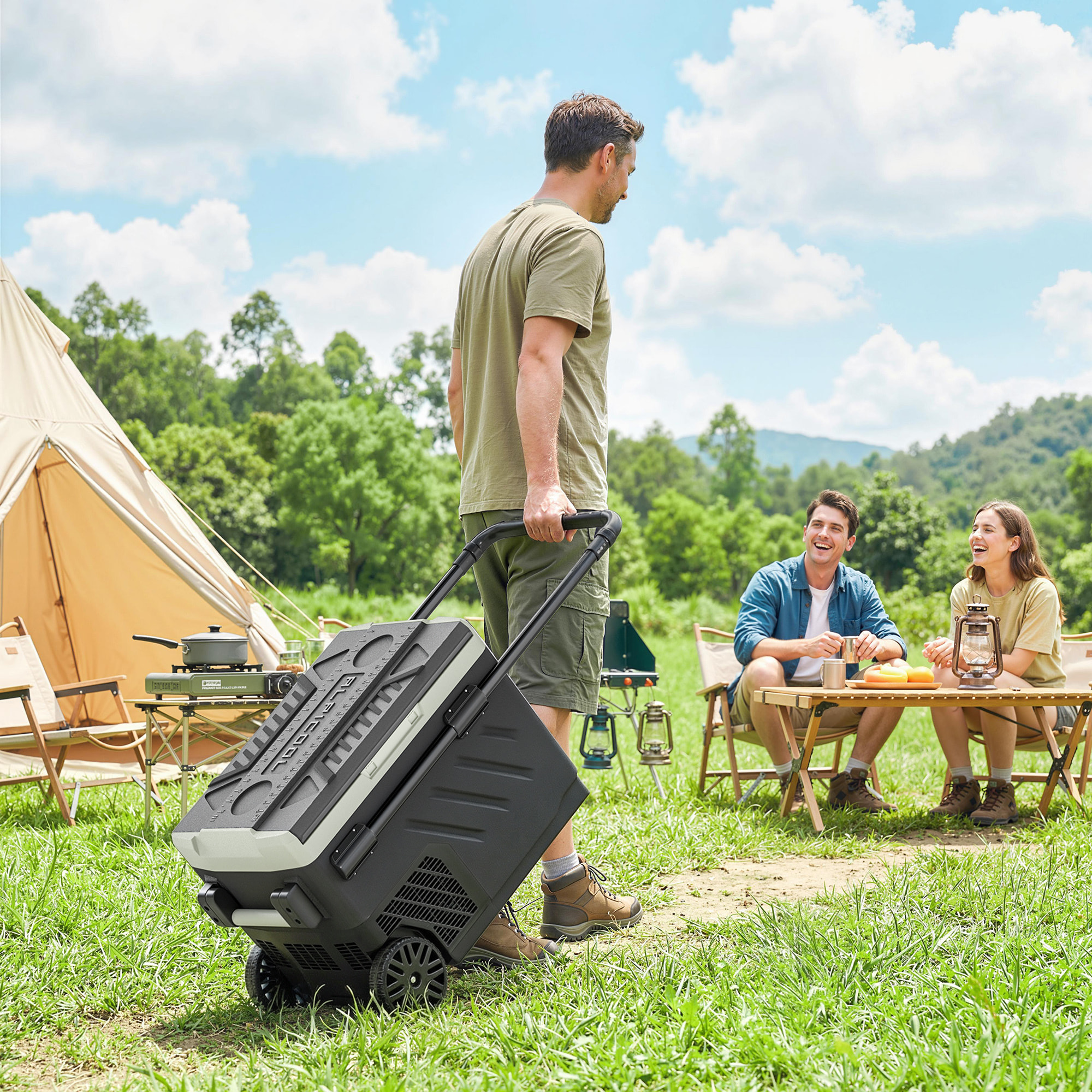 Glacière électrique portable 40L compresseur 2 zones poignée télescopique noir