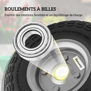 Lot de 4 roues pneus de remplacement dia. 255 mm alésage 16 mm moyeu métal caoutchouc