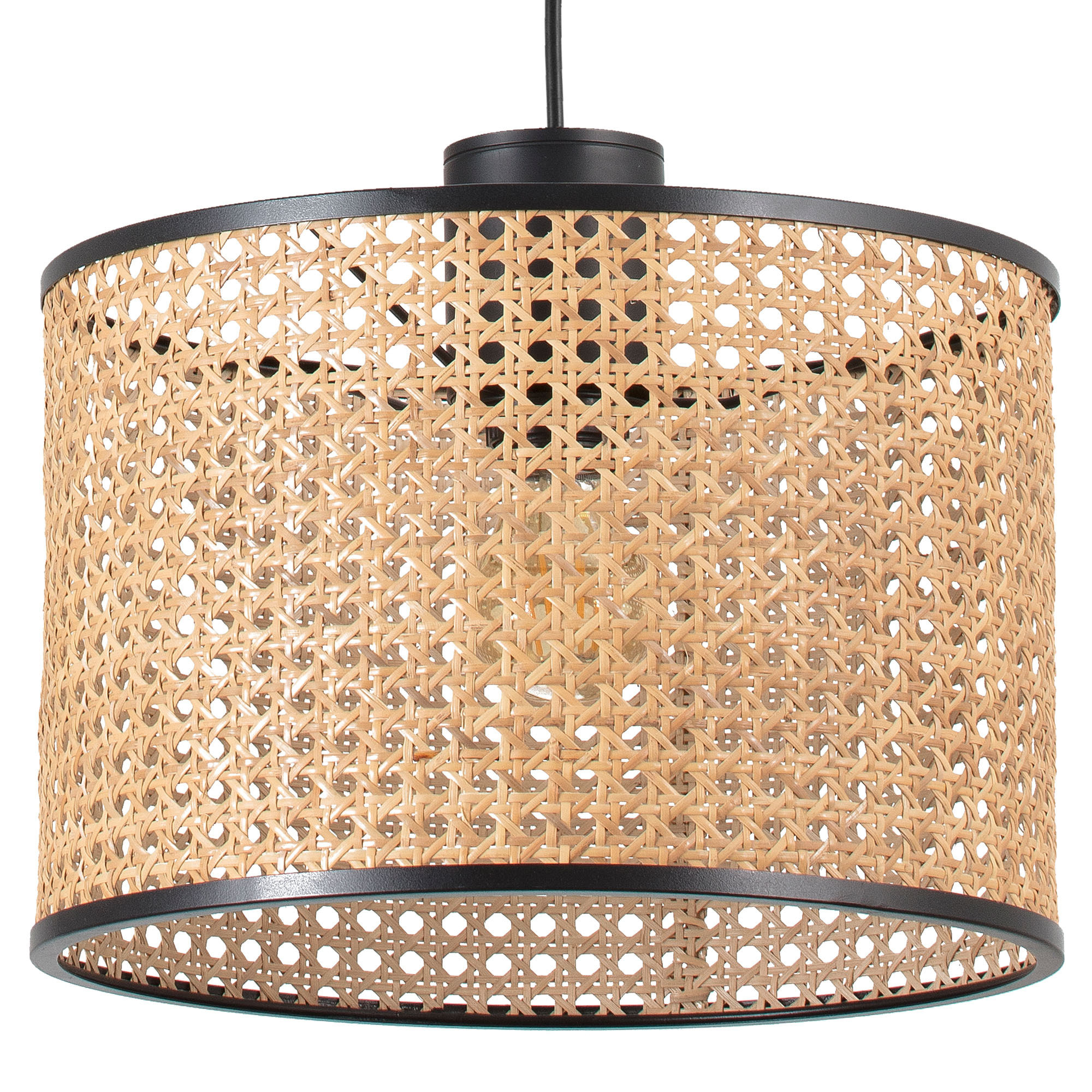 MAMBO 320 Lampe suspension noir/rotin avec plug