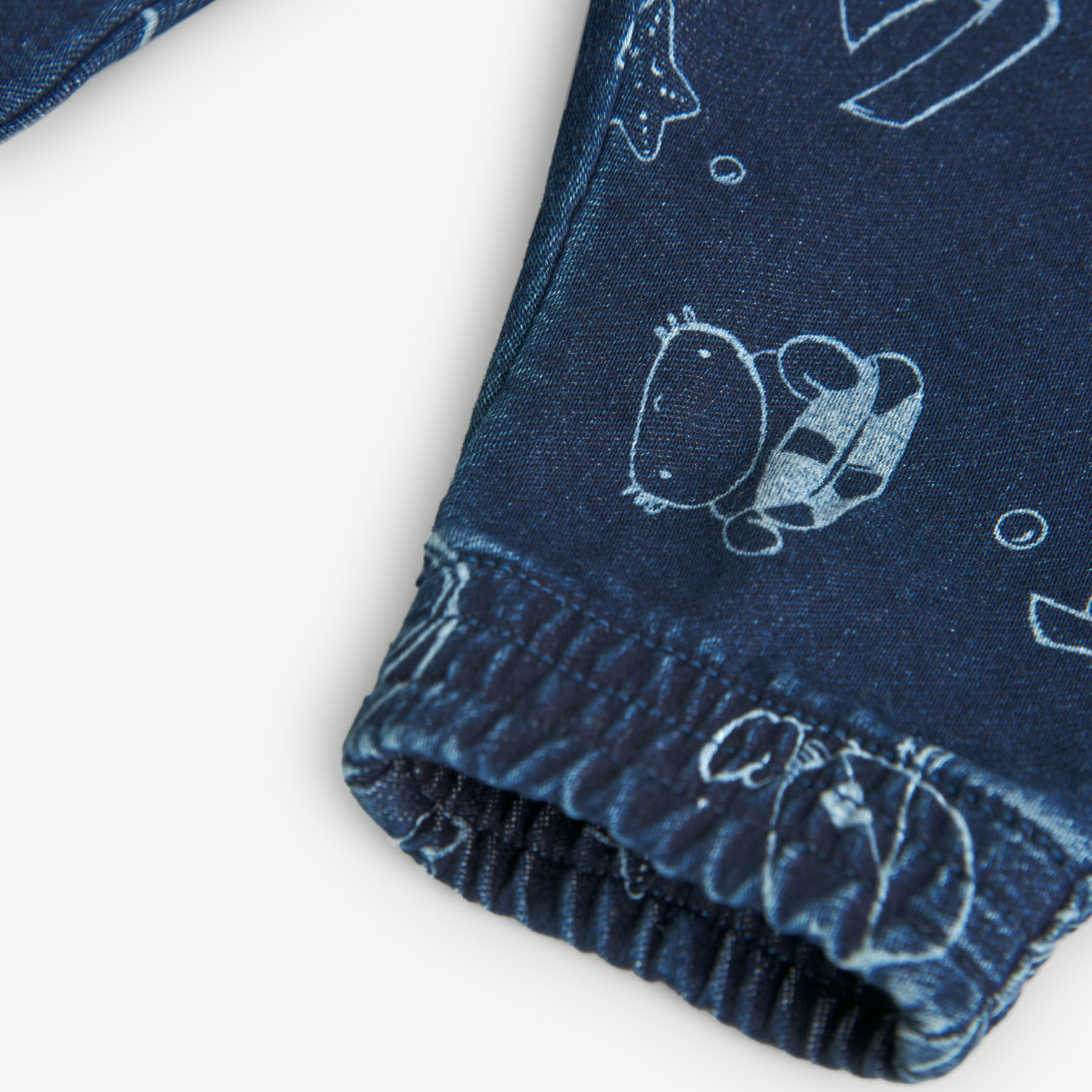 PantalÃ³n denim niÃ±o reciÃ©n nacido estampado, azul marino