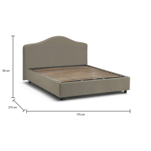 Letto matrimoniale Isotta, Letto contenitore con rivestimento in tessuto, 100% Made in Italy, Apertura frontale, adatto per materasso Cm 160x200, Tortora