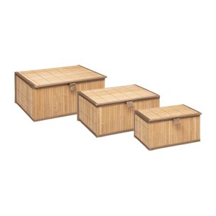 Lot de 3 boîtes de rangement en bambou - Naturel