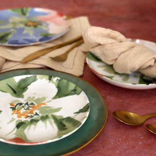 Lot de 6 assiettes à dessert en porcelaine floral 21cm FLORALUX