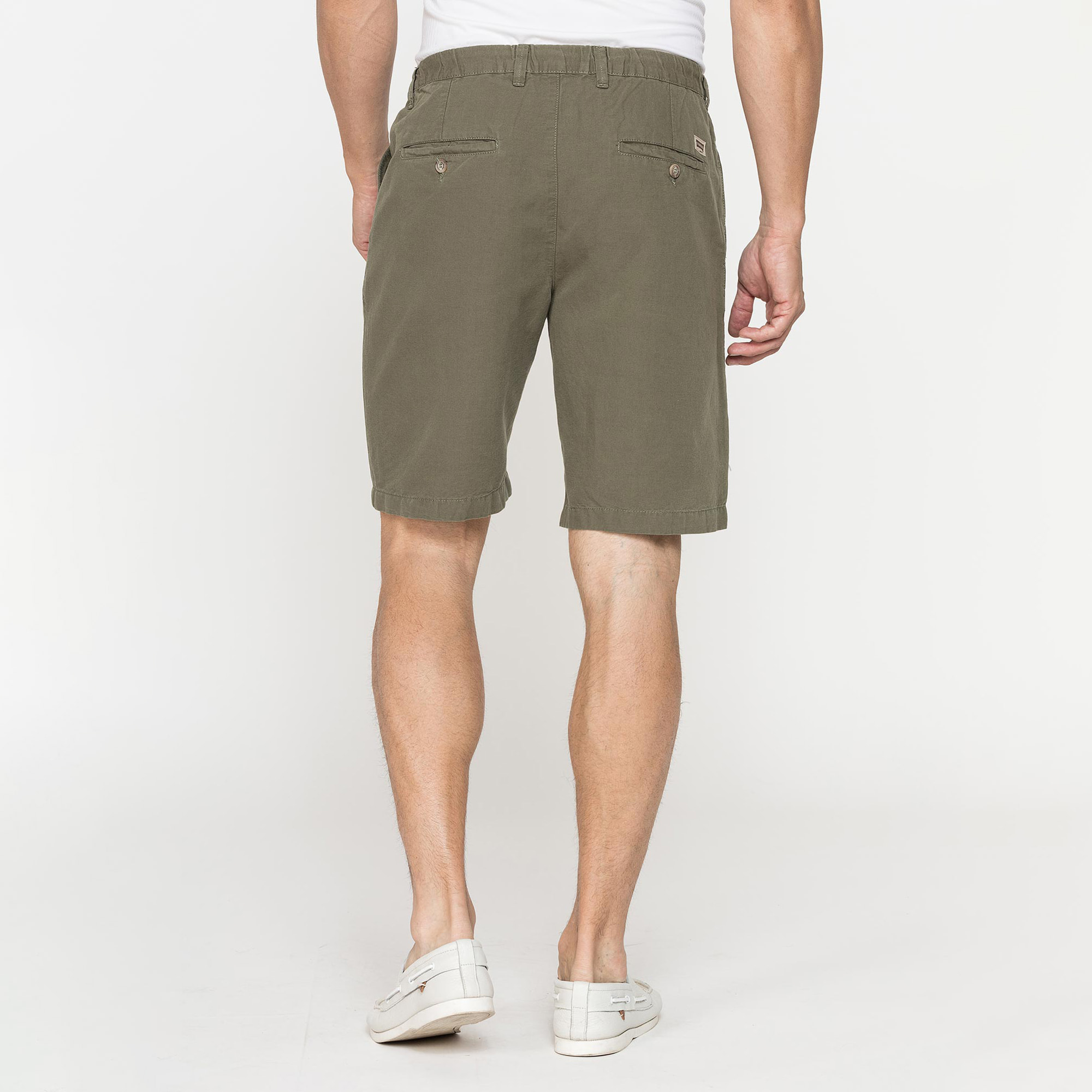 BERMUDA CHINO IN TESSUTO LINO E COTONE CON COULISSE