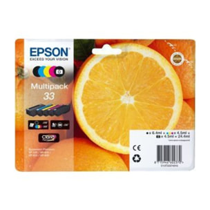 Cartouche d'encre EPSON Pack Multipack 5 Originales T3337 Série Orange (Noir Photo + 4 Couleurs) - C13T33374010