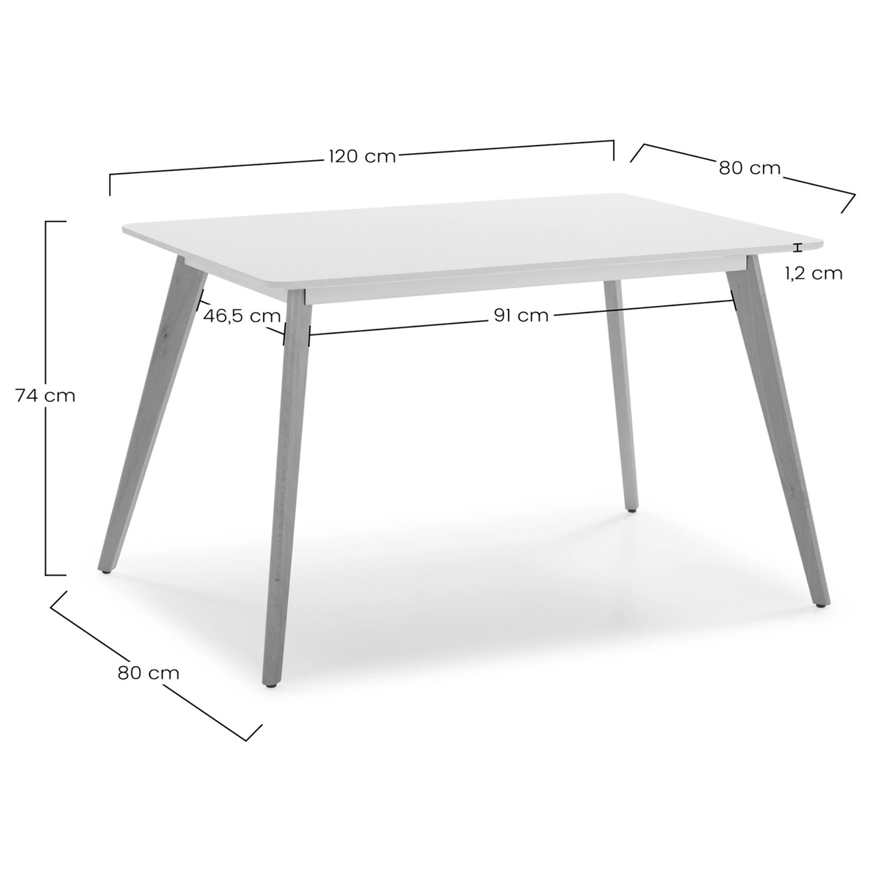 Juego de mesa 120x80 cm y 4 sillas de comedor Kana