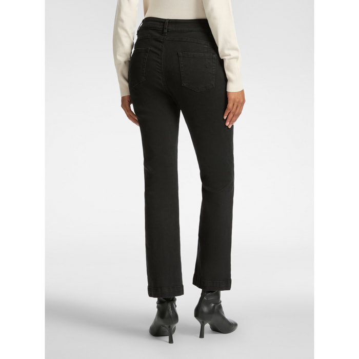 Elena Mirò - Vaqueros de 5 bolsillos, corte kick flare, "Florence" - Negro