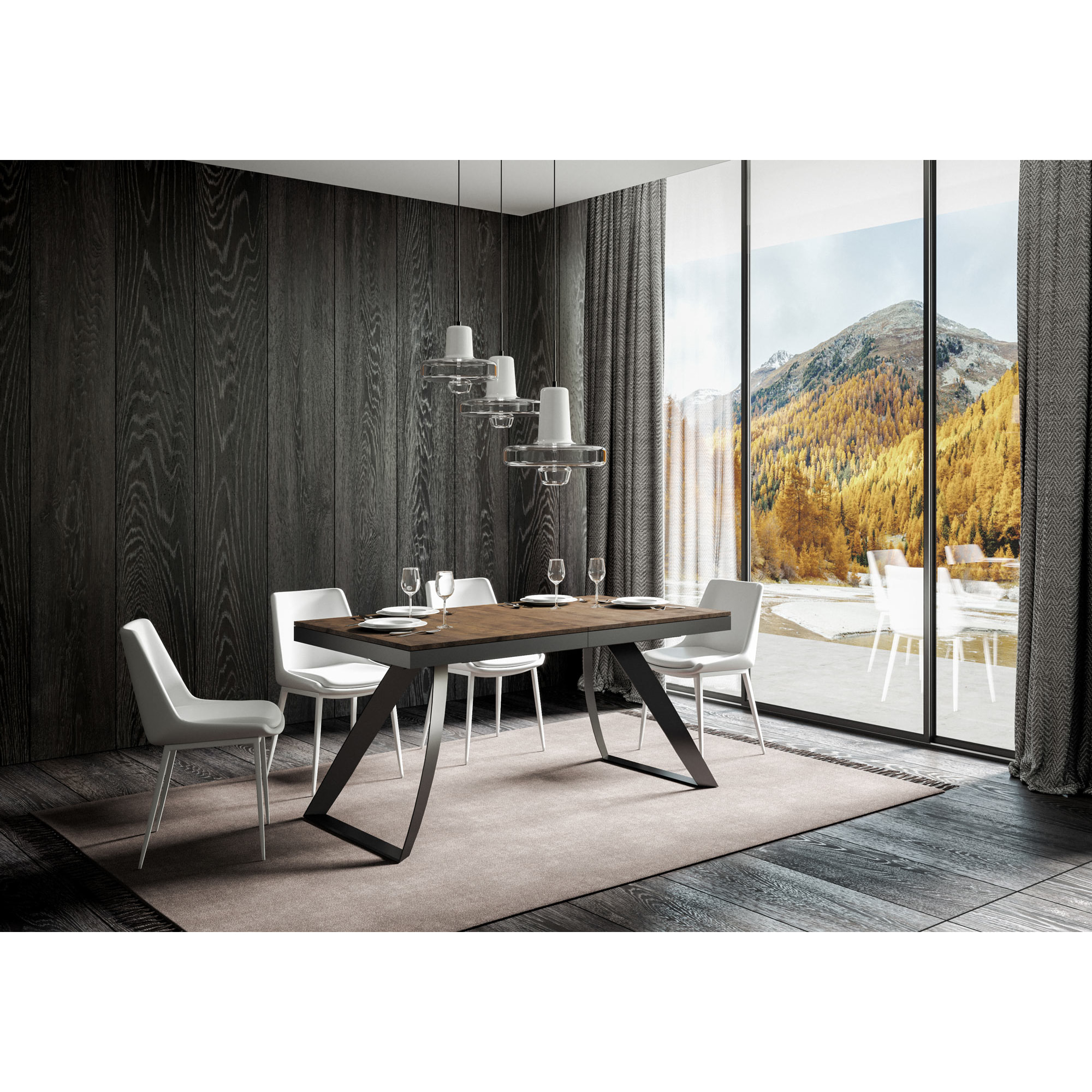 Table extensible 90x180/440 cm Proxy Evolution Noyer cadre Anthracite