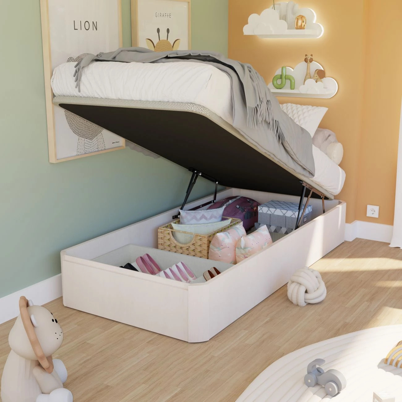 Canapé con zapatero 90x190 cm en artic Luxury Plus 3D Artic