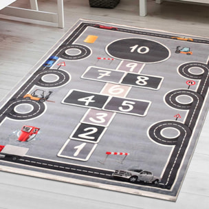 Tapis enfant 80x150 MAREL Gris, très doux et facile d'entretien