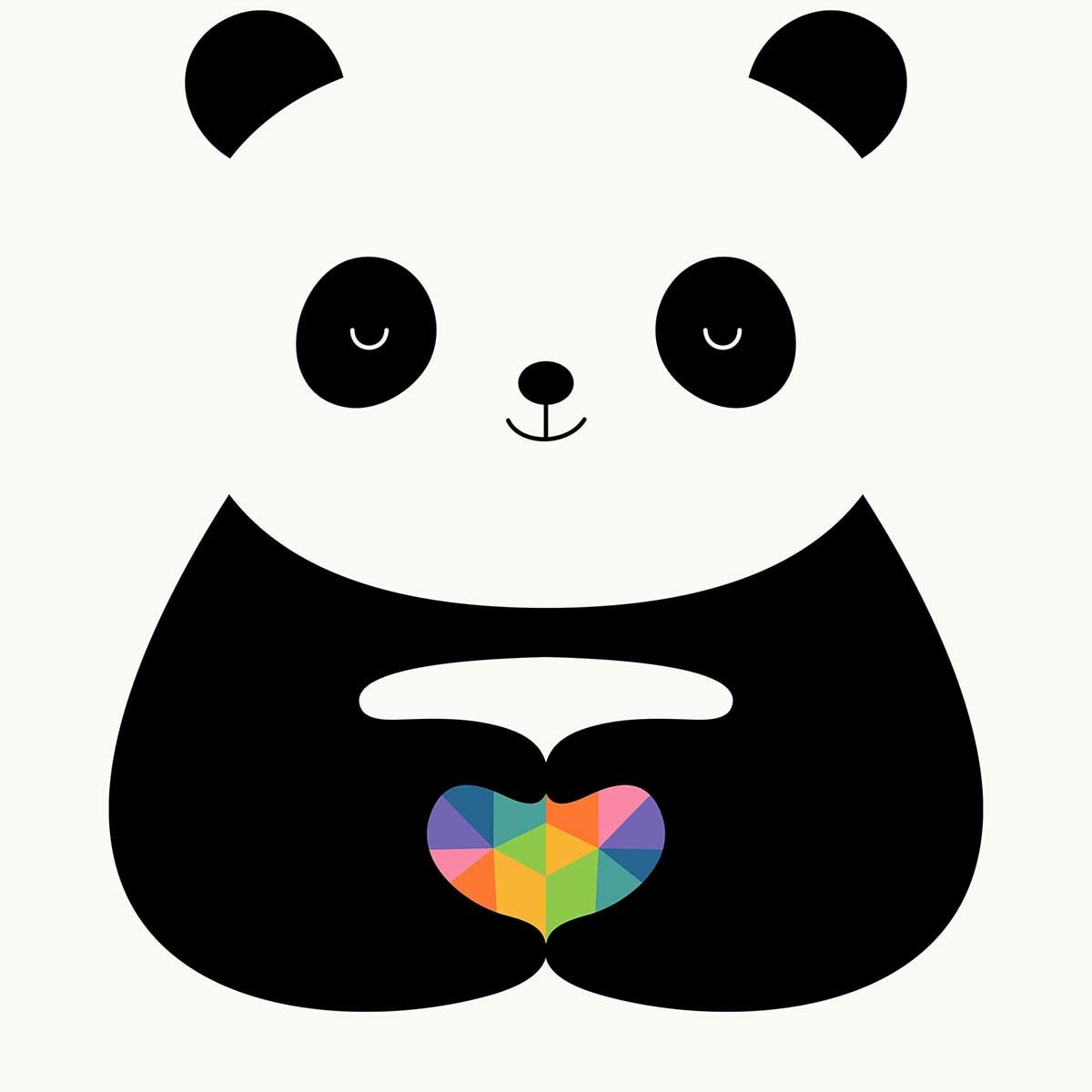 Affiche  love panda Affiche + cadre en bois - Chêne