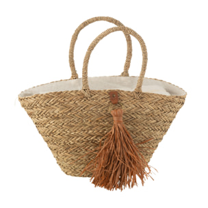 J-Line Sac De Plage Floche Jonc De Mer/Raphia Naturel/Marron