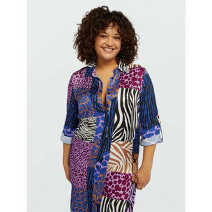 Fiorella Rubino - Vestito chemisier animalier - Viola