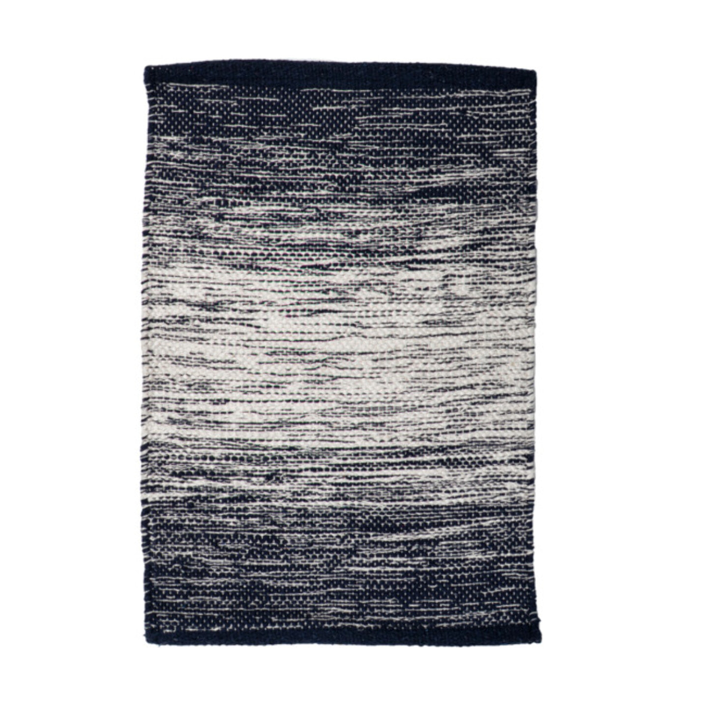 Tapis rectangulaire en coton brodé dégradé bleu - MARINE
