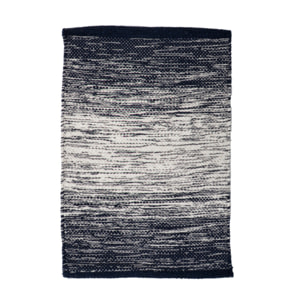 Tapis rectangulaire en coton brodé dégradé bleu - MARINE