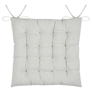 Galette de chaise polycoton matelassée 16 points avec liens - Blanc