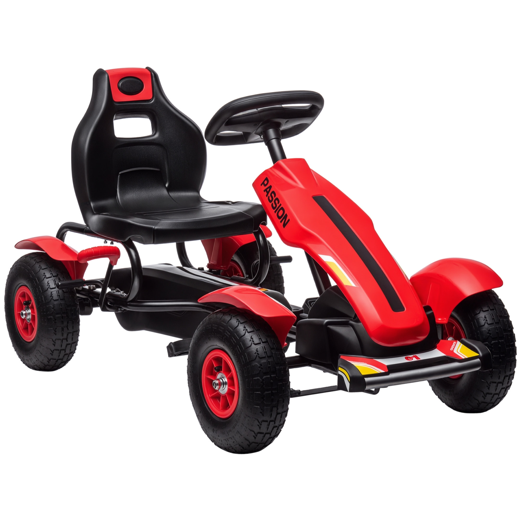 Go Kart a Pedales para Niños de +5 Años Coche de Pedales Infantil con Asiento Ajustable Neumáticos de Goma Freno de Mano para Niños y Niñas Carga 50 kg 121x58x61 cm Rojo