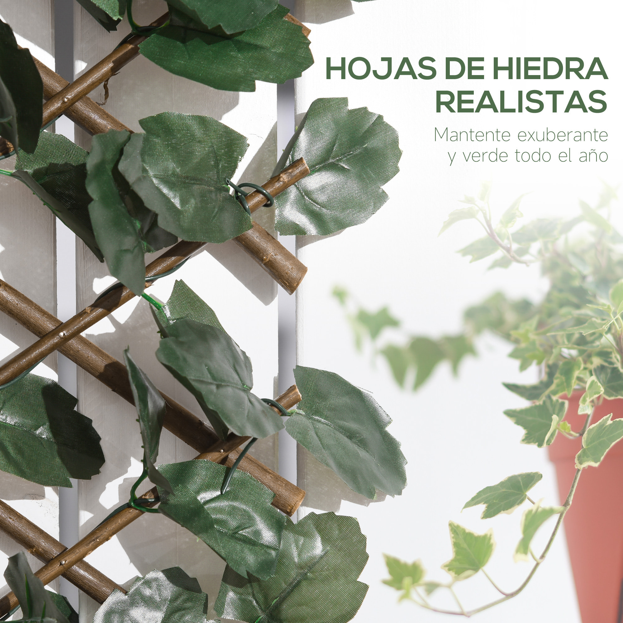 Valla de Enrejado Expansible de 2 Piezas con Hojas Artificial 295x70 cm Celosía Extensible de Mimbre Pantalla de Privacidad Decorativo para Jardín Balcón Verde