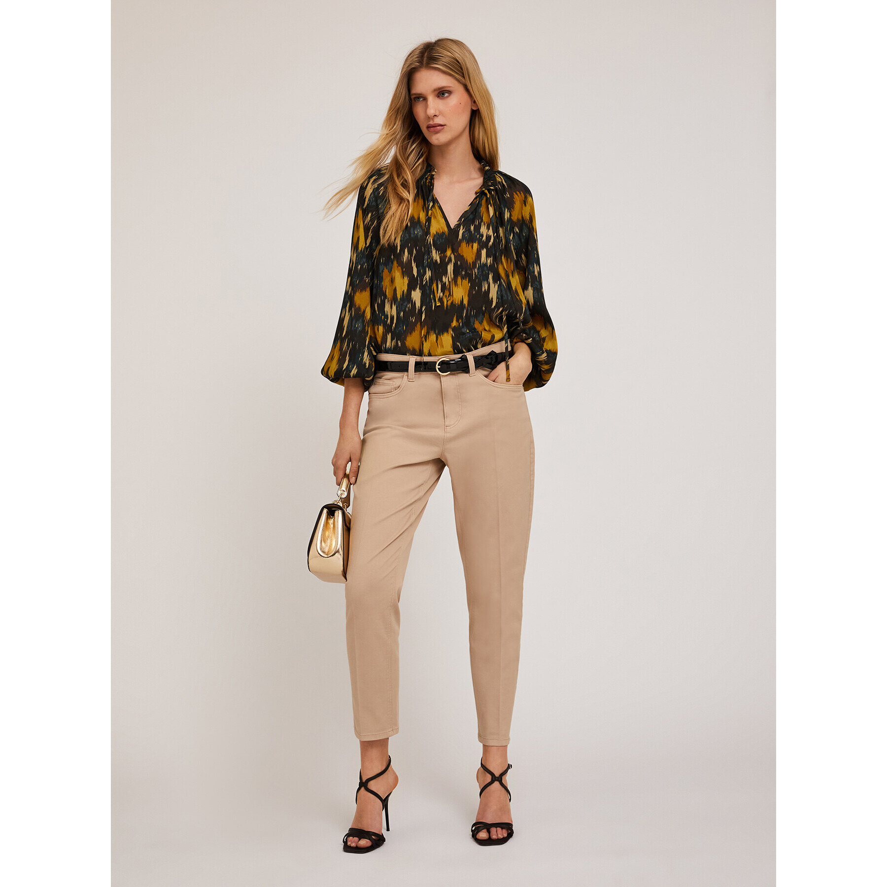 Motivi - Blusa stampata in tessuto crêpe - Giallo
