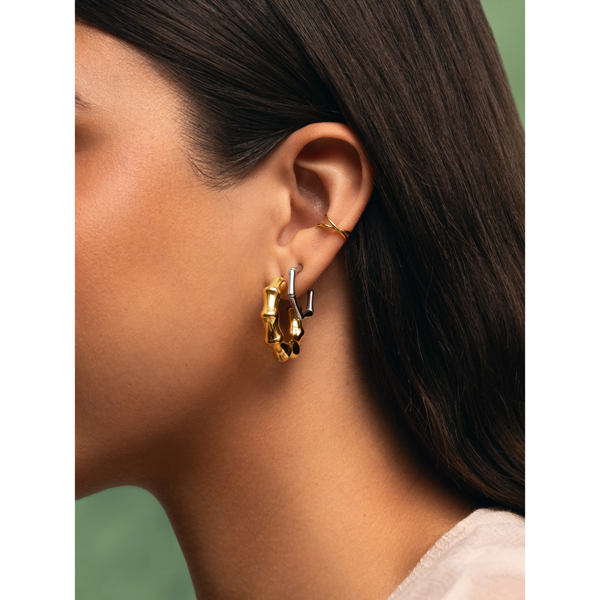 Orecchino Mini Bamboo in Acciaio