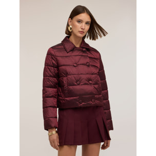 Motivi - Plumífero lightweight crop doble botonadura - Burgundy