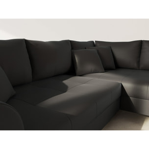 Rune - canapé d'angle droit 4 places en simili - Noir