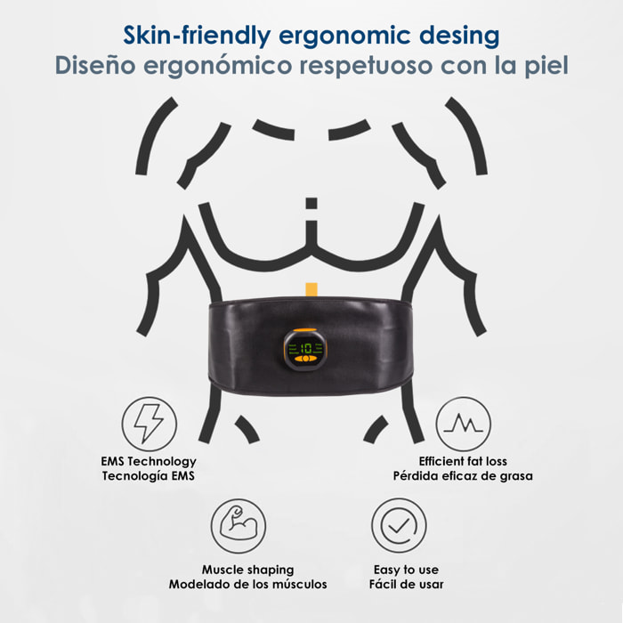 Cintura elettrica stimolante e addome EMS Smart Fitness. 15 intensità, 6 modalità. Promuove la circolazione sanguigna.