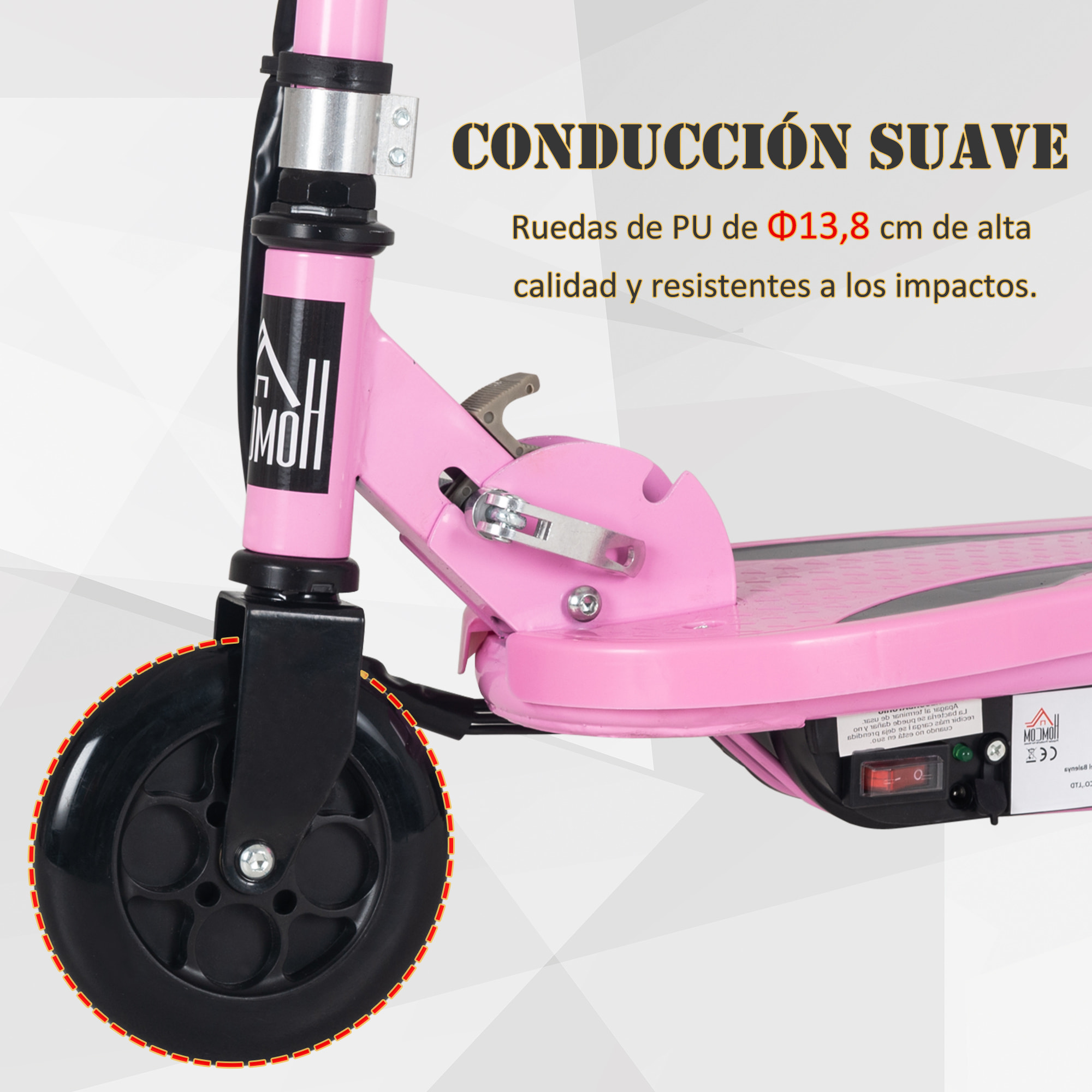 Patinete Eléctrico Plegable Metal 75x36x82-93 cm Rosa
