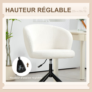 Chaise de bureau design - hauteur réglable, pivotante - piètement acier noir revêtement effet laine bouclée