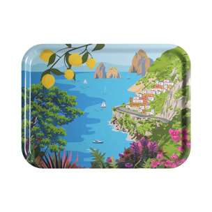 Plateau bois imprimé multicolore Capri ete