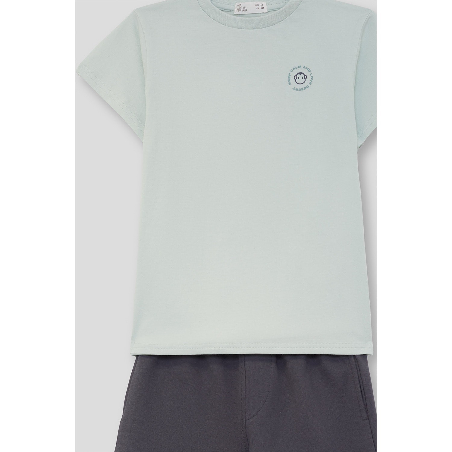 Conjunto de camiseta con logo circular en el pecho y bermuda lisa con cintura elastica | Color: Verde agua | Street Monkey