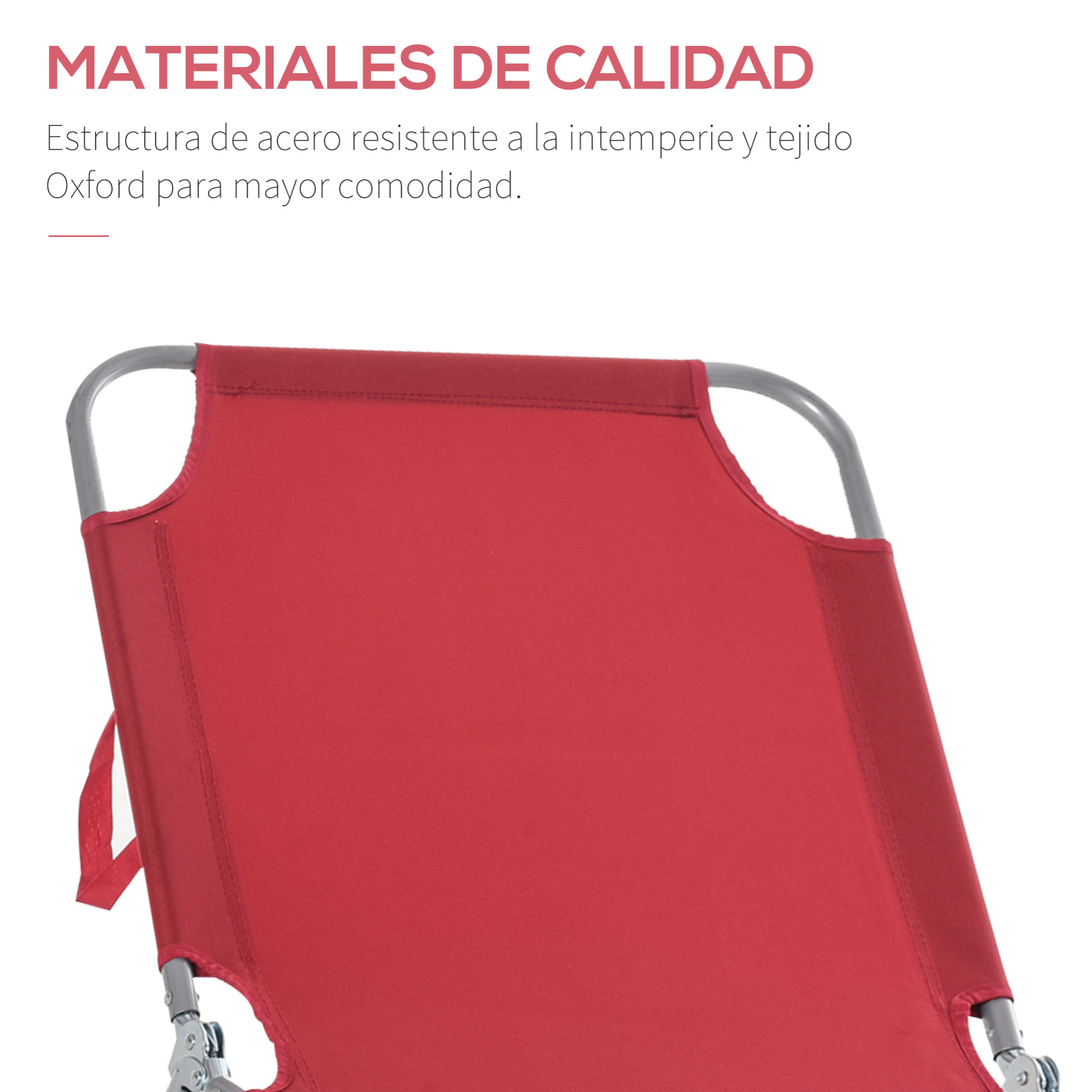 Tumbona Plegable Tumbona Jardín Exterior con Respaldo Ajustable en 5 Posiciones y Estructura Metálica Carga 120 kg para Terraza Piscina Playa 180x55x24 cm Burdeos