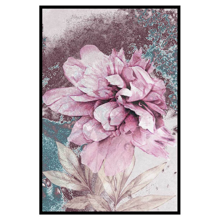 Affiche encadrée fleur rose artistique Affiche + cadre en métal - Noir