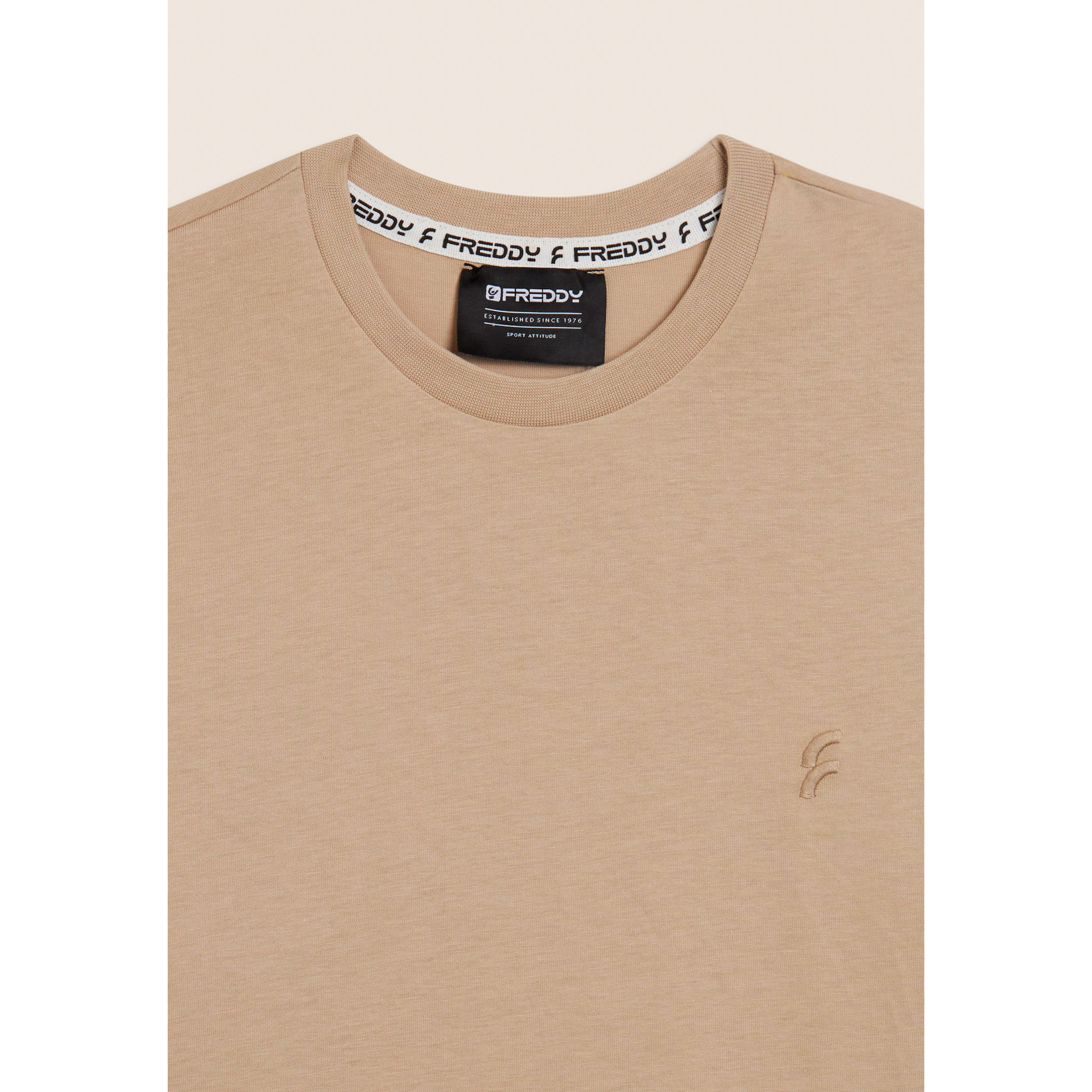 T-shirt manica lunga in cotone con logo ricamato