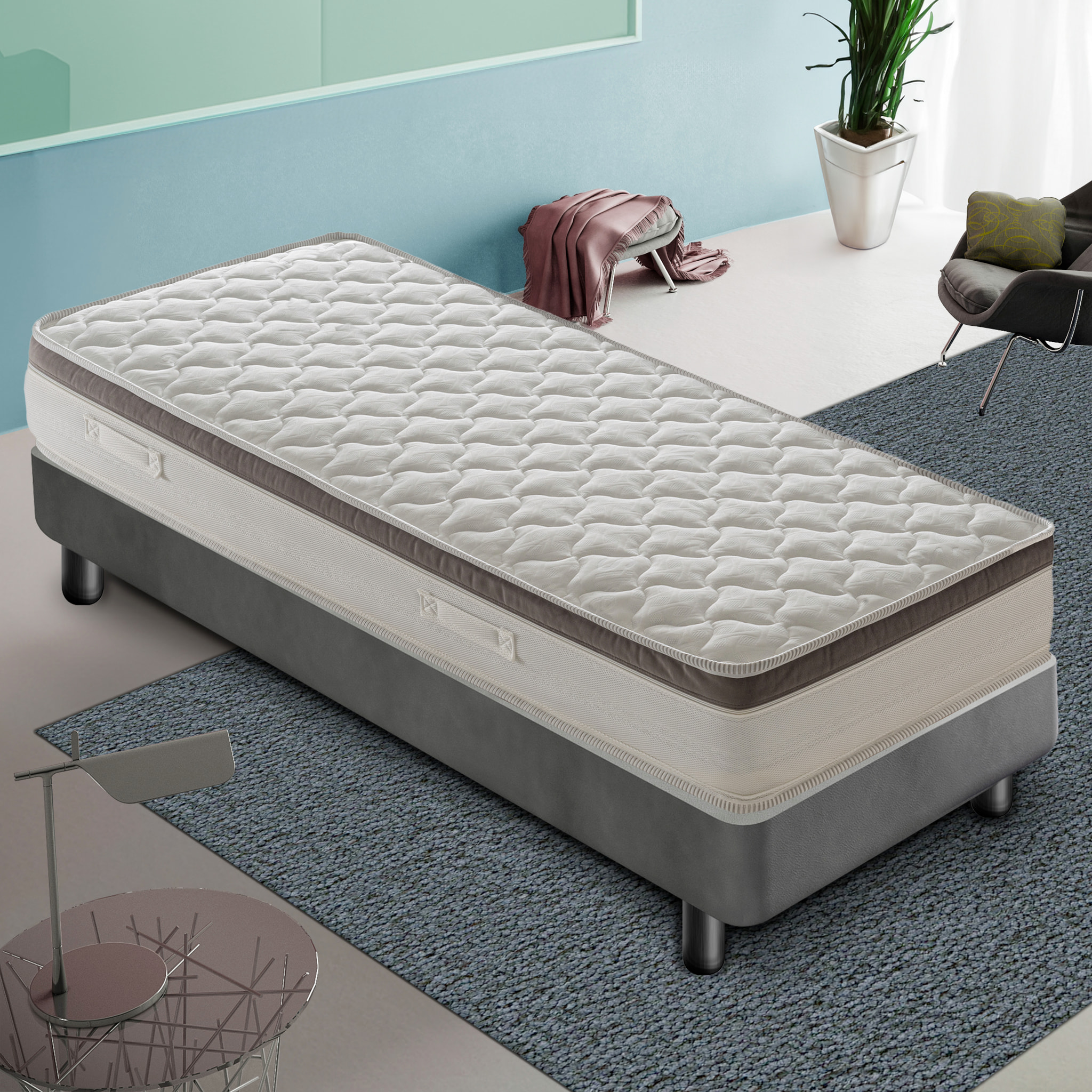 Materasso 90x200 1600 Molle insacchettate - 6 cm Memory Foam - 7 Zone di Comfort - Sfoderabile