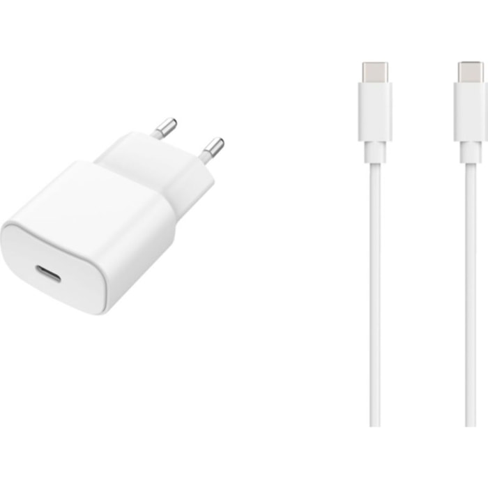 Chargeur + câble ESSENTIELB 20W USB-C + Cable USB-C 1M Blanc