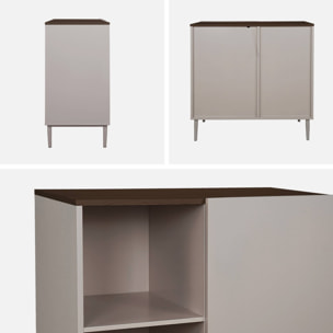 Buffet, meuble de rangement métal et décor bois 1 porte 80cm ASHTON