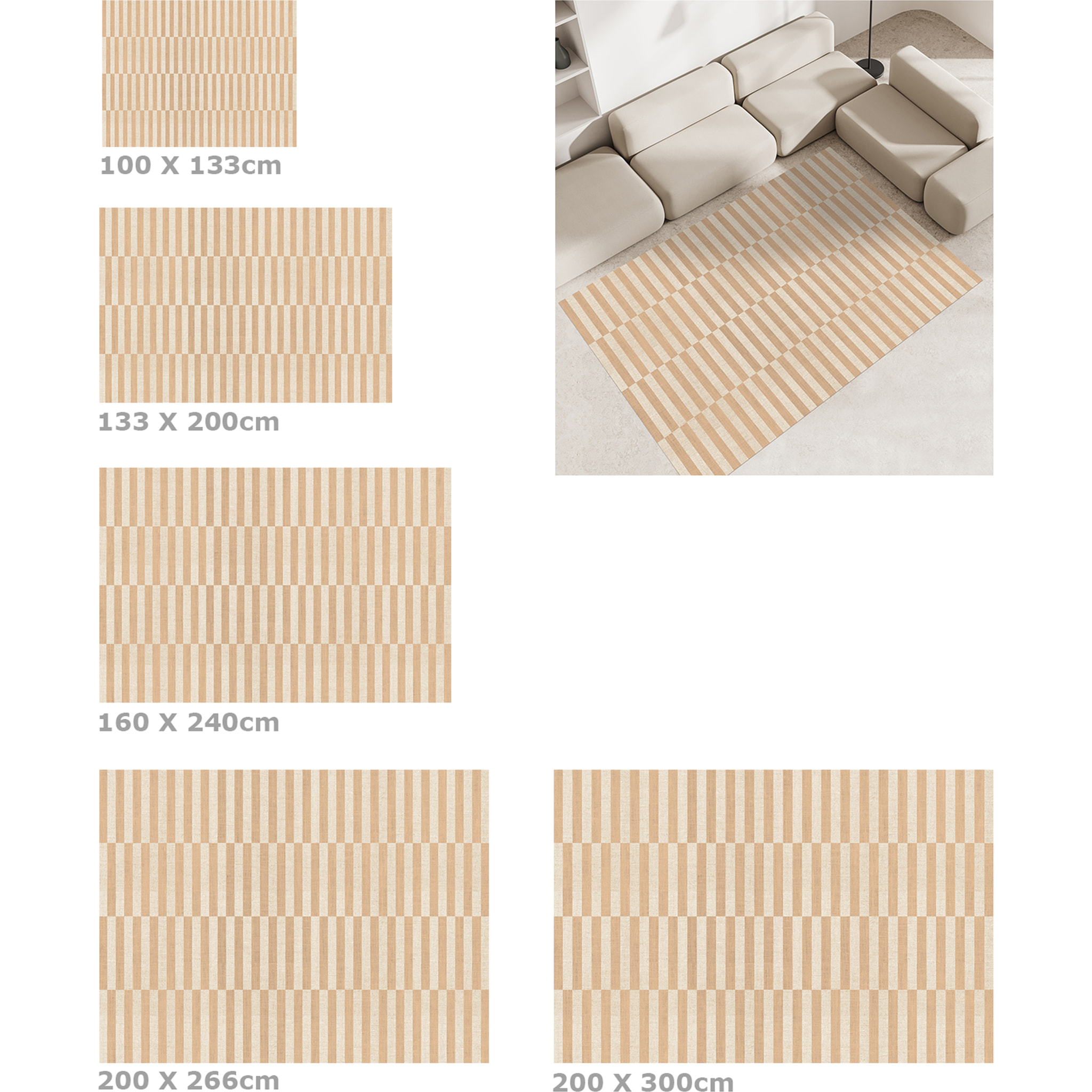 Alfombra de vinilo Dynamic Beige 160x240 cm -PVC antideslizante, vinilica para cocina o salón, lavable, estilo abstracto