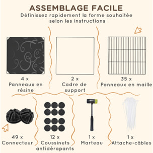 Cage parc enclos modulable rongeurs 2 niveaux 39 panneaux fil métallique PP noir