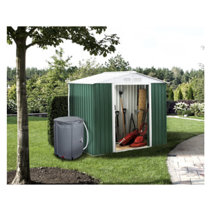 Abri de jardin métal - "Rosas " - 4,07 m² avec récupérateur d'eau et gouttière - Vert