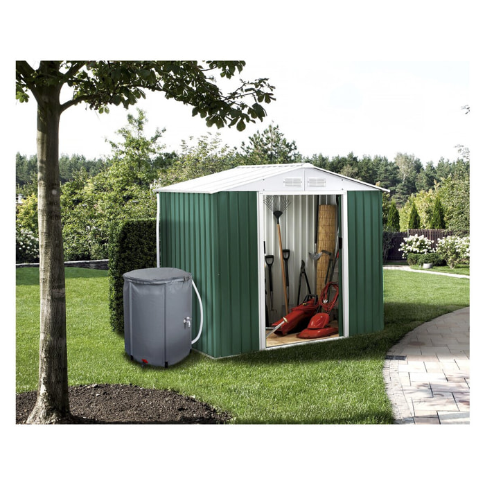 Abri de jardin métal - "Rosas " - 4,07 m² avec récupérateur d'eau et gouttière - Vert