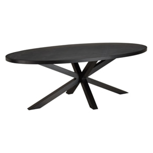 BASILE - Table à manger 220x110cm plateau noir effet pierre
